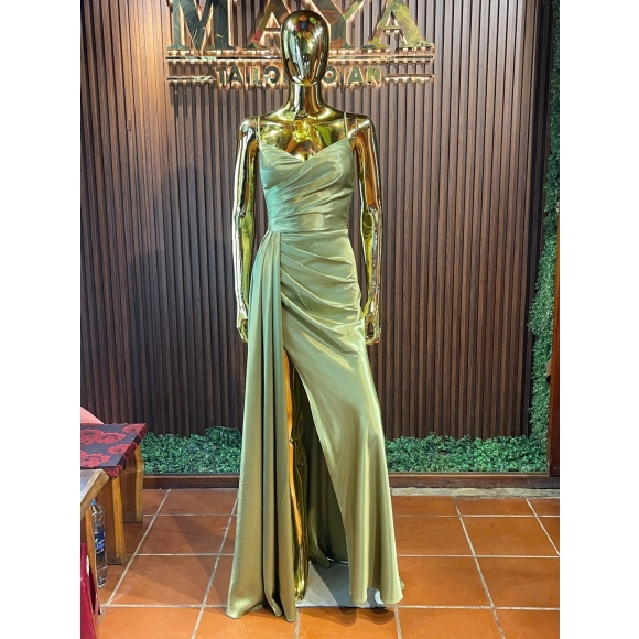 Sexy Side Slit Mermaid Soft Satin Long Dresses