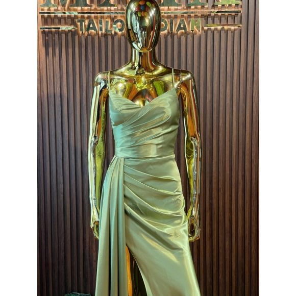 Sexy Side Slit Mermaid Soft Satin Long Dresses